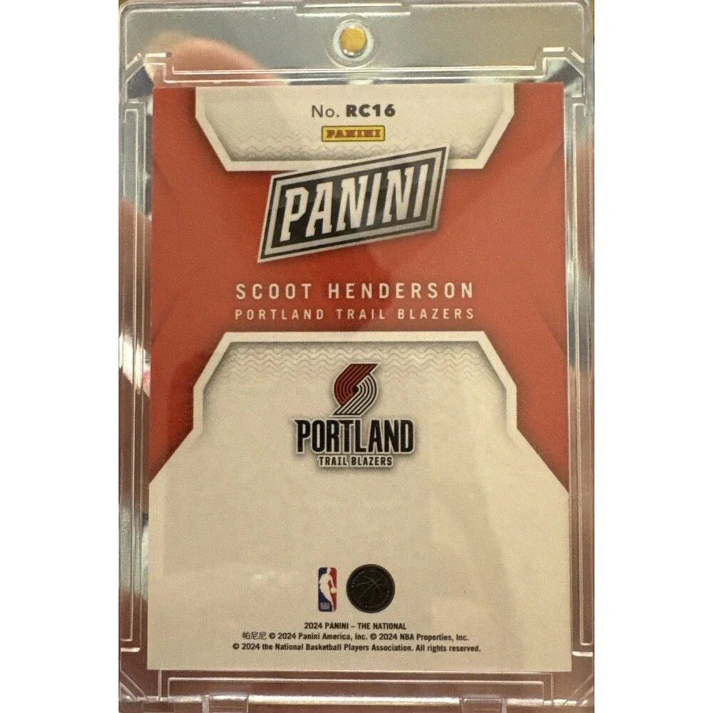 2024 Panini The National Scoot Henderson Rookies RC #'d/399 #RC16 Trail Blazers